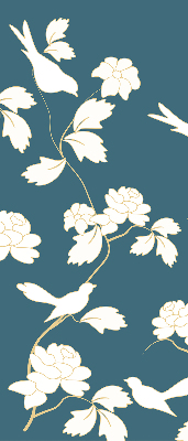 Rolgordijn verduisterend Witte vogels op witte bloemen