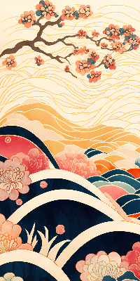 Rolgordijn verduisterend Een golf van bloemen