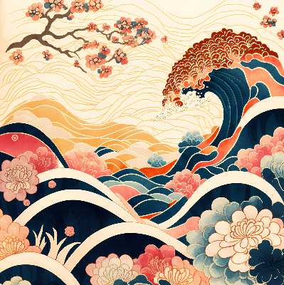 Rolgordijn verduisterend Een golf van bloemen