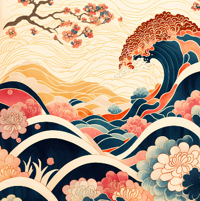 Rolgordijn verduisterend Een golf van bloemen