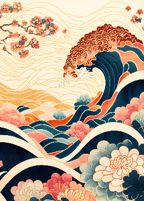 Rolgordijn verduisterend Een golf van bloemen