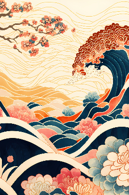 Rolgordijn verduisterend Een golf van bloemen