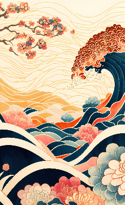 Rolgordijn verduisterend Een golf van bloemen