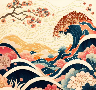 Rolgordijn verduisterend Een golf van bloemen