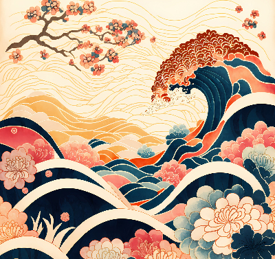 Rolgordijn verduisterend Een golf van bloemen