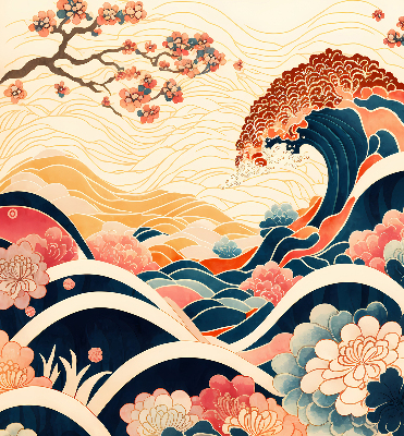 Rolgordijn verduisterend Een golf van bloemen