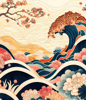 Rolgordijn verduisterend Een golf van bloemen