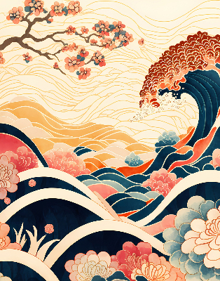 Rolgordijn verduisterend Een golf van bloemen