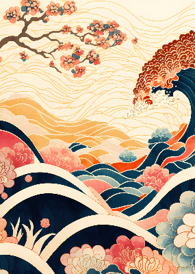 Rolgordijn verduisterend Een golf van bloemen