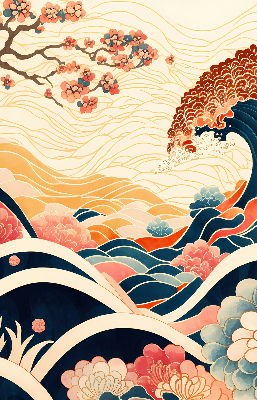 Rolgordijn verduisterend Een golf van bloemen