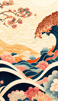 Rolgordijn verduisterend Een golf van bloemen