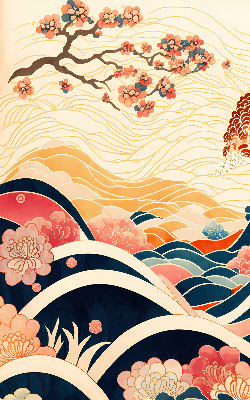 Rolgordijn verduisterend Een golf van bloemen