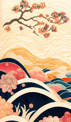 Rolgordijn verduisterend Een golf van bloemen