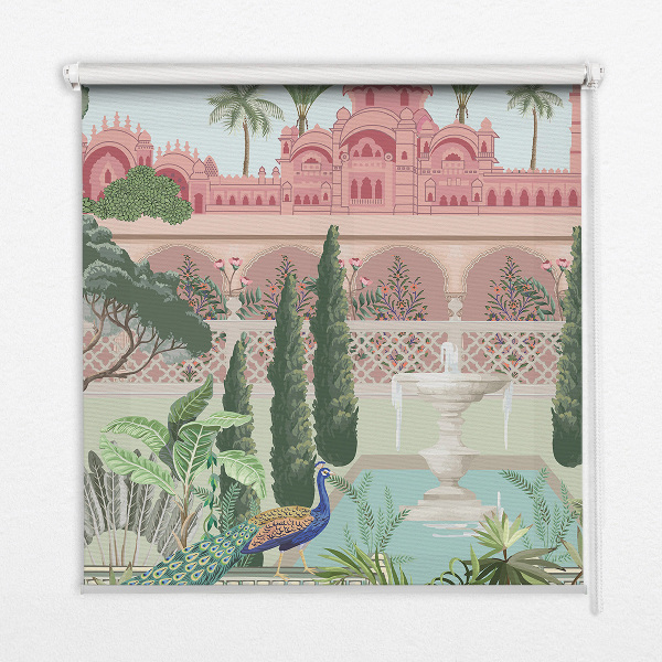 Rolgordijn voor het raam Paleis met tuin