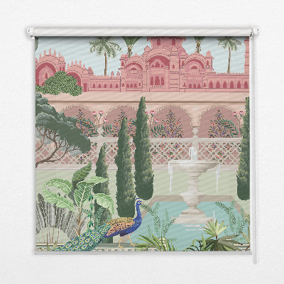 Rolgordijn voor het raam Paleis met tuin