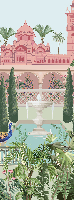 Rolgordijn voor het raam Paleis met tuin