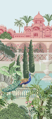 Rolgordijn voor het raam Paleis met tuin