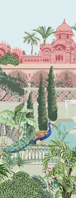 Rolgordijn voor het raam Paleis met tuin