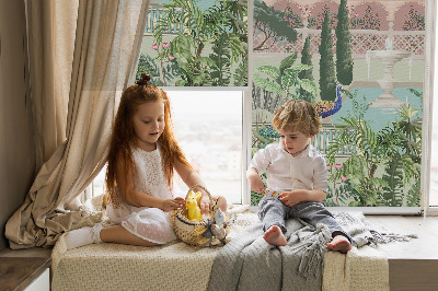 Rolgordijn voor het raam Paleis met tuin