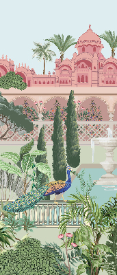 Rolgordijn voor het raam Paleis met tuin