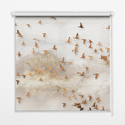 Rolgordijn voor het raam Een zwerm vogels