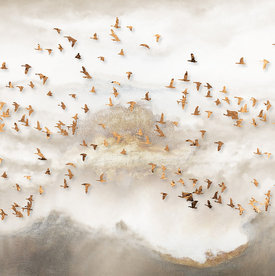 Rolgordijn voor het raam Een zwerm vogels