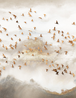 Rolgordijn voor het raam Een zwerm vogels