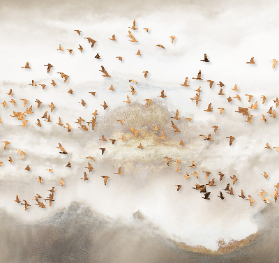 Rolgordijn voor het raam Een zwerm vogels