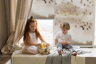 Rolgordijn voor het raam Een zwerm vogels