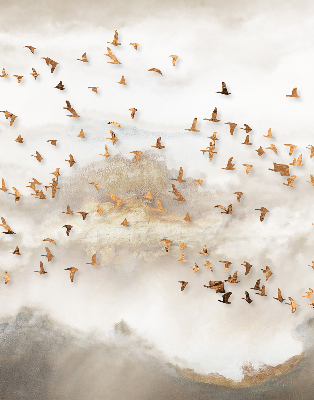 Rolgordijn voor het raam Een zwerm vogels