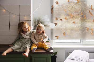 Rolgordijn voor het raam Een zwerm vogels