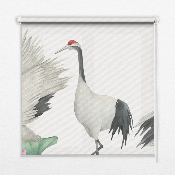 Rolgordijn voor het raam Kranen in de lelies