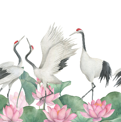 Rolgordijn voor het raam Kranen in de lelies