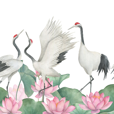 Rolgordijn voor het raam Kranen in de lelies