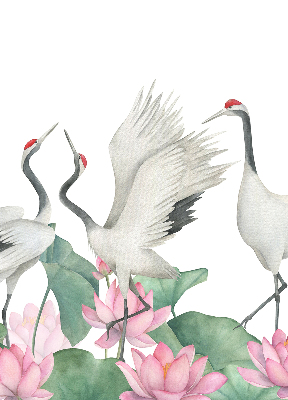 Rolgordijn voor het raam Kranen in de lelies