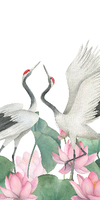 Rolgordijn voor het raam Kranen in de lelies