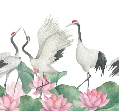 Rolgordijn voor het raam Kranen in de lelies