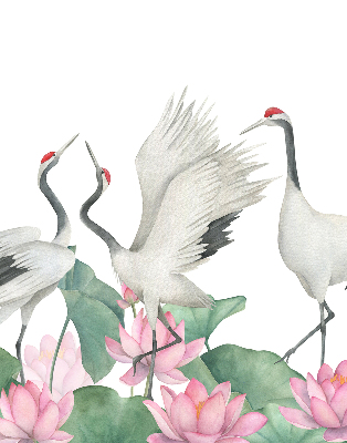 Rolgordijn voor het raam Kranen in de lelies