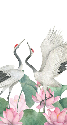 Rolgordijn voor het raam Kranen in de lelies