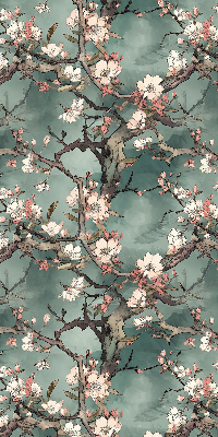 Rolgordijn voor het raam Bloemen aan de boom