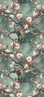 Rolgordijn voor het raam Bloemen aan de boom