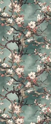 Rolgordijn voor het raam Bloemen aan de boom