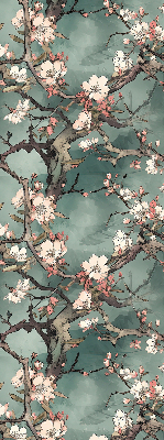 Rolgordijn voor het raam Bloemen aan de boom