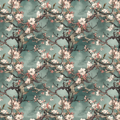 Rolgordijn voor het raam Bloemen aan de boom