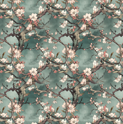 Rolgordijn voor het raam Bloemen aan de boom