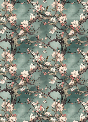 Rolgordijn voor het raam Bloemen aan de boom