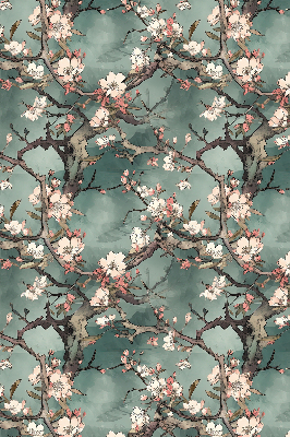 Rolgordijn voor het raam Bloemen aan de boom