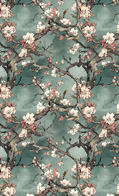 Rolgordijn voor het raam Bloemen aan de boom