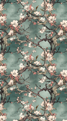 Rolgordijn voor het raam Bloemen aan de boom