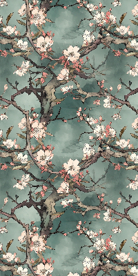 Rolgordijn voor het raam Bloemen aan de boom